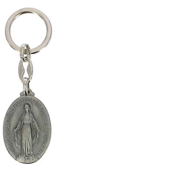 Porte-clés en cuir bleu avec motif médaille miraculeuse - La Boutique de  Theophile